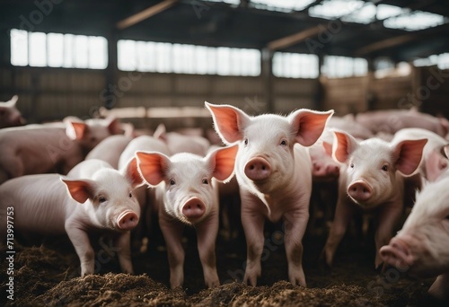 Ecological pigs and piglets at the domestic farm Pigs at factory