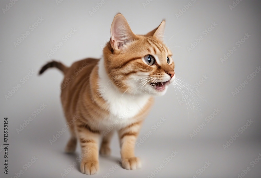 Portrait of a funny surprised cat closeup Cute cat in jump isolated on transparent background Portrait of a funny surprised cat closeup Cute cat in jump isolated on transparent background