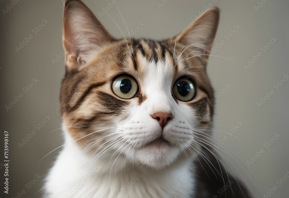 Portrait of a funny surprised cat closeup Cute cat in jump isolated on transparent background Portrait of a funny surprised cat closeup Cute cat in jump isolated on transparent background