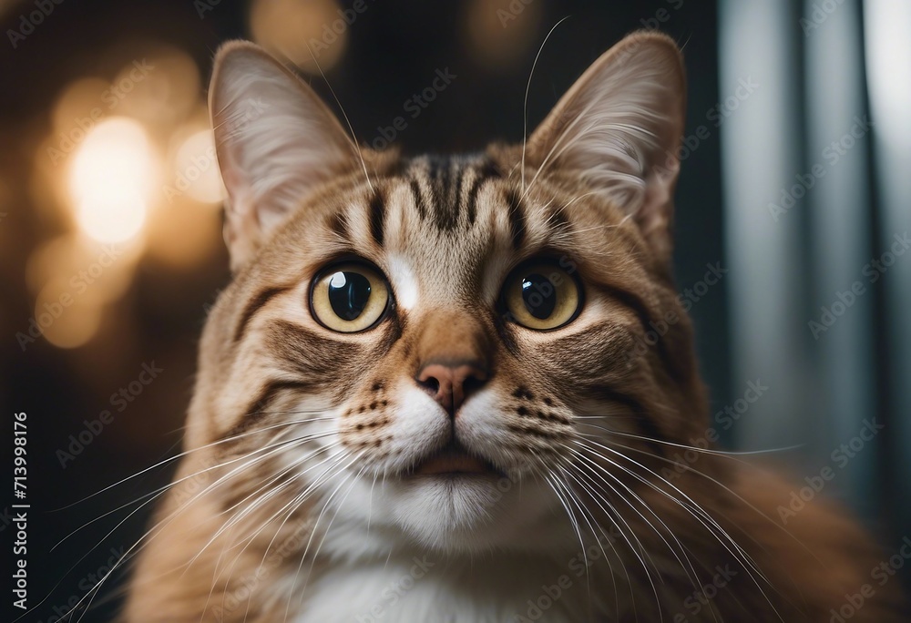 Portrait of a funny surprised cat closeup isolated on transparent background Portrait of a funny surprised cat closeup isolated on transparent background