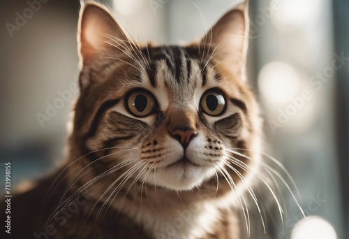 Portrait of a funny surprised cat closeup Cute cat in jump isolated on transparent background © ArtisticLens