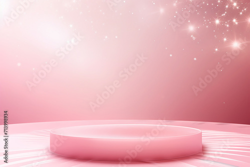 Pink podium 3d illustration background , mock up display with sparkle and glitter for beauty products or holiday event.	
