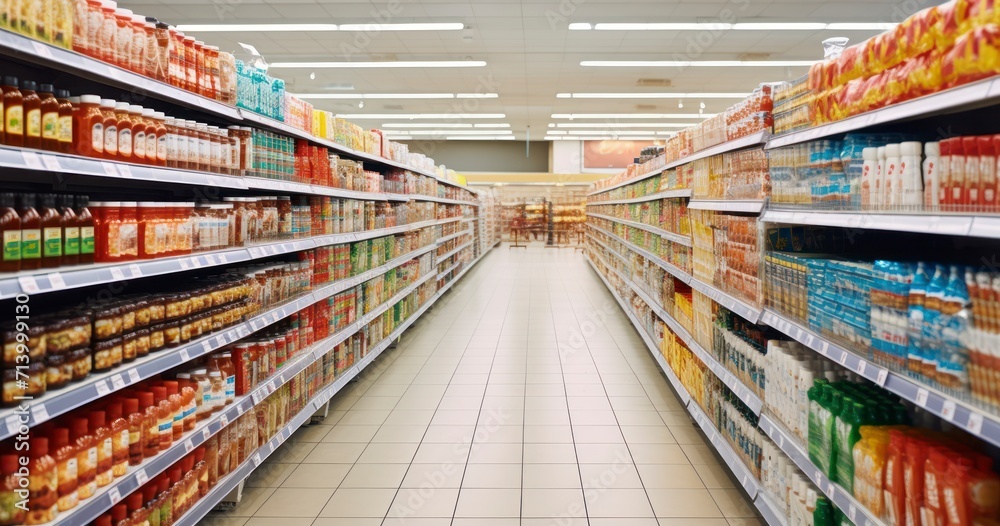 The Orderly Arrangement of Stocked Shelves in a Grocery Store Aisle