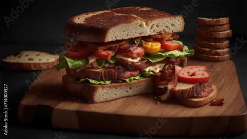 Sandwiches on a wooden board food photography