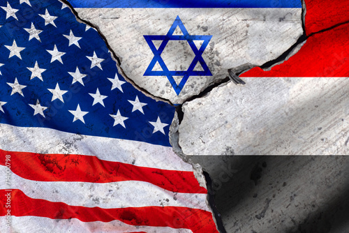 Flags of Yemen and USA. Nat...