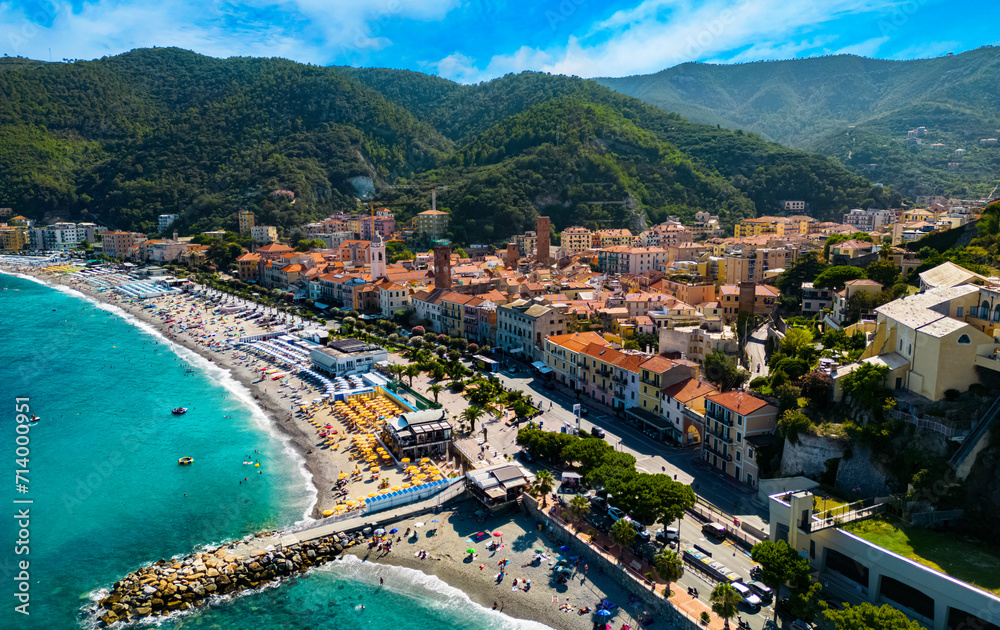 Aerial view of Noli on the Italian Riviera, Liguria, Italy