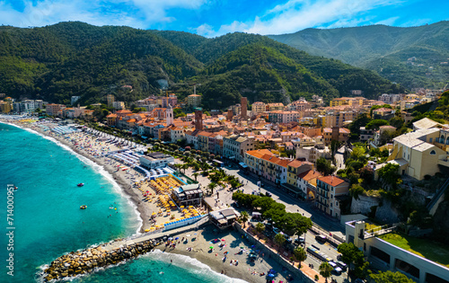 Aerial view of Noli on the Italian Riviera, Liguria, Italy photo