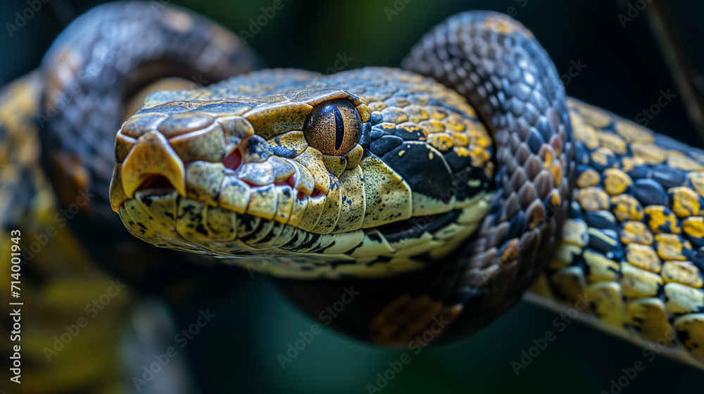 Python snake close-up with detailed scales. Python snake close-up with detailed scales.