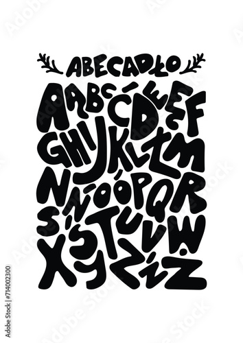 Poland graffiti alphabet stock vector illustration. Creative doodle poster for kids, toddler education in school, kindergarten, wall decoration. Typeface for Latin polish uppercase letters