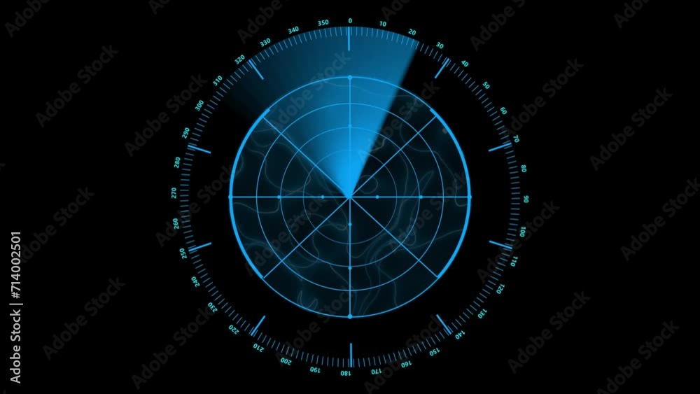 Radar screen animation, Blue color moving radar HUD