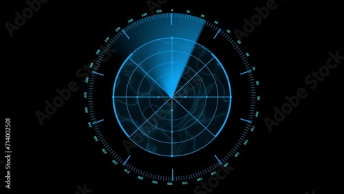Radar screen animation, Blue color moving radar HUD photo