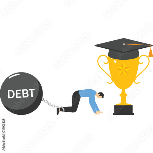 Graduate student loan, Vector illustration in flat style

