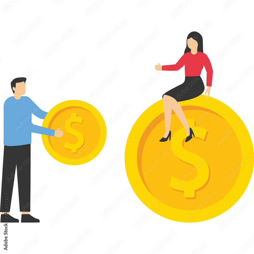 Female employees earn more than male employees, Vector illustration in flat style
Female employees earn more than male employees, Vector illustration in flat style