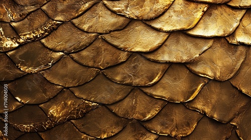 Golden metal texture of dragon or snake scales. © Alizeh