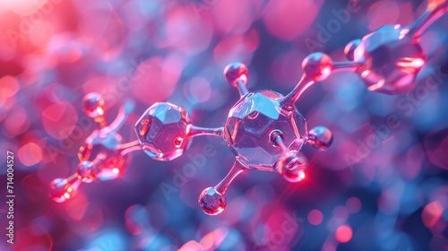 3D Illustration Molecule, Nanotechnology in medical research of biochemical processes