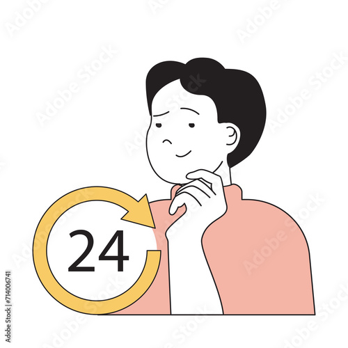 Time management concept with cartoon people in flat design for web. Man making optimization processes with countdown to deadline. Vector illustration for social media banner, marketing material.
