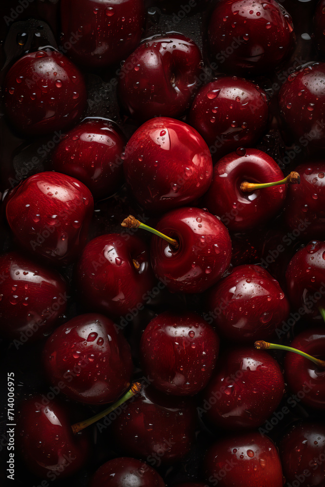 Cherries with droplets of water Cherries with droplets of water