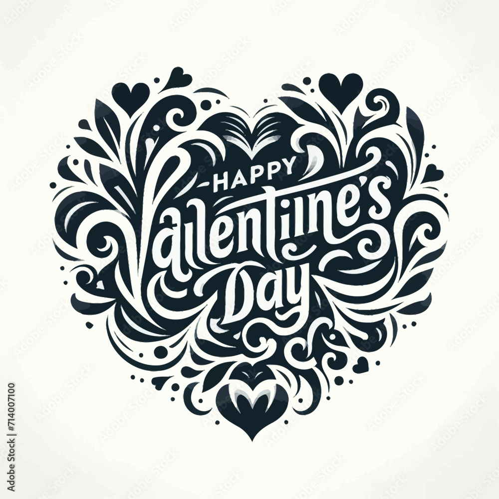valentines day calligraphy hart vector 