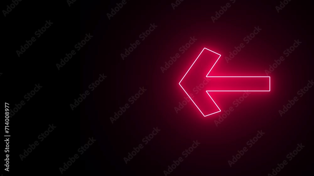 Left red arrow globe neon icon on black background. Three way direction arrow. Left red arrow globe neon icon on black background. Three way direction arrow.
