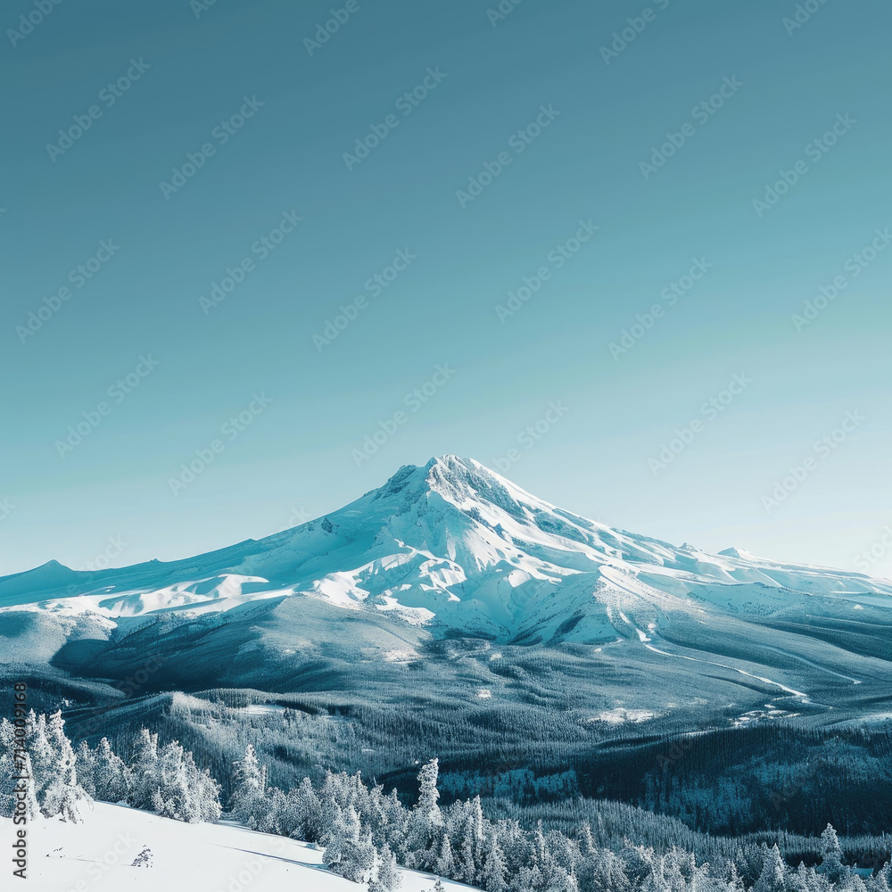 Serene Snowy Peak under a Clear Winter Sky