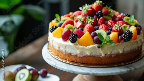 Fruit-Topped Homemade Cake Delight 