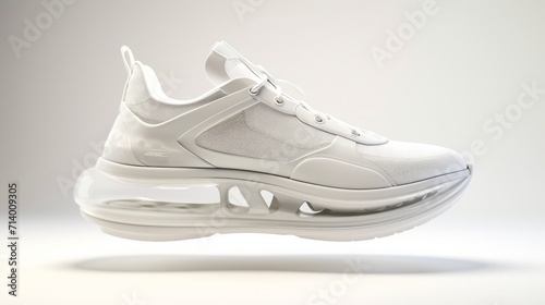 Modern white sneaker, levitating sports shoes 