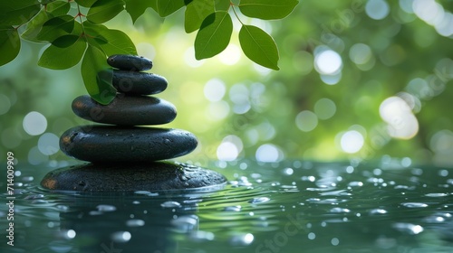Zen stones on water surface