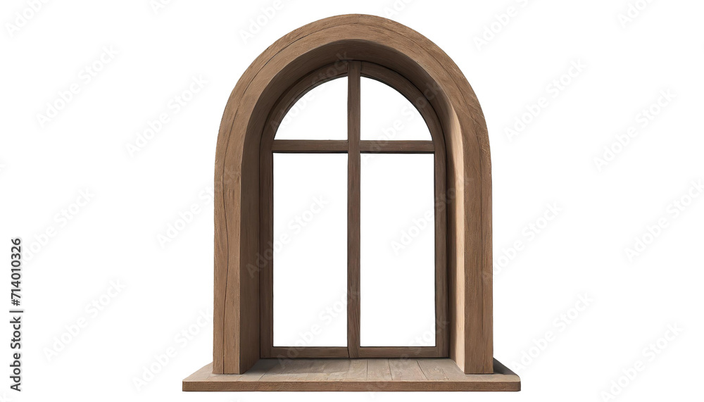 Obraz premium Wooden window isolated on transparent background.