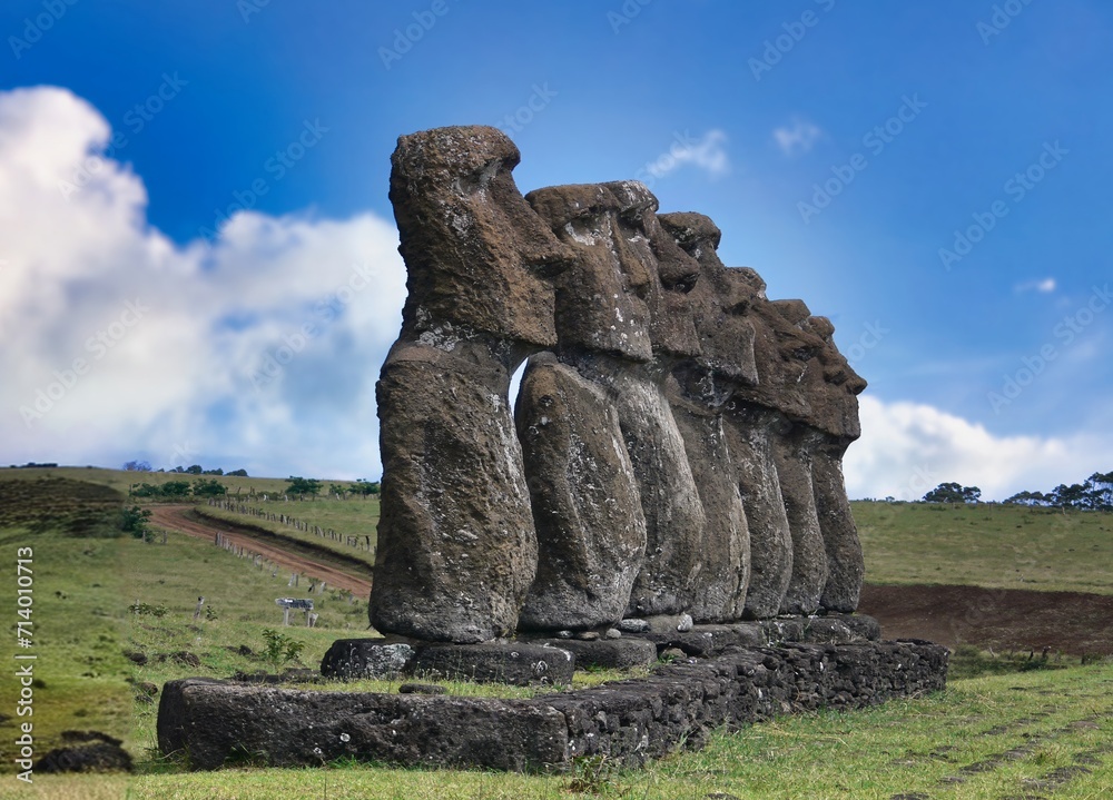 All seven Moai statues at Ahu Akivi are almost the same height of 4.5