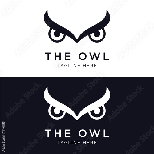 Black owl logo template design with creative idea.