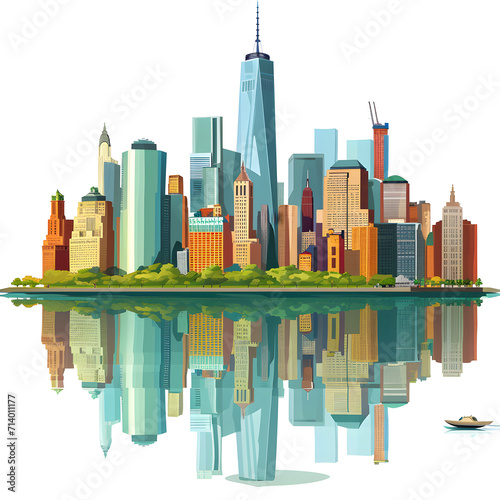Manhattan isolated on white background, cartoon style, png  © Pixel Prophet