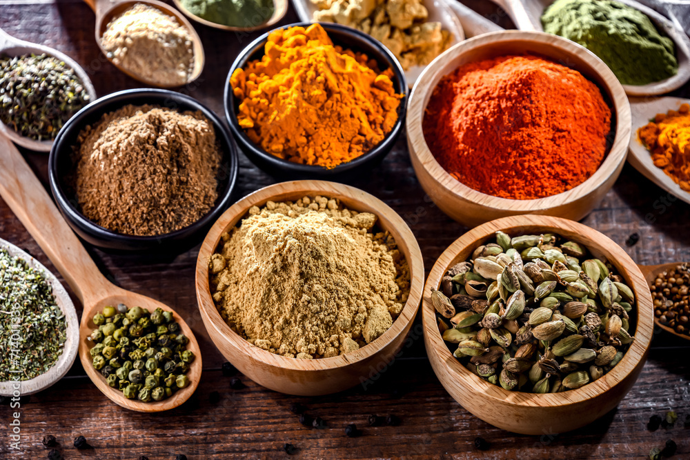 Composition with assortment of spices and herbs