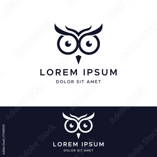 Black owl logo template design with creative idea.