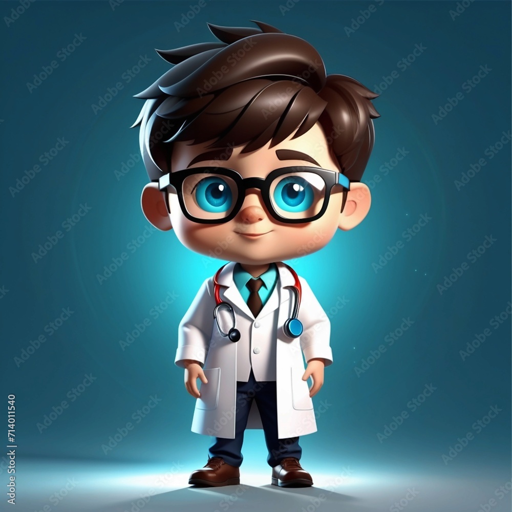 3d illustration of a little boy, National doctors day, Generated AI