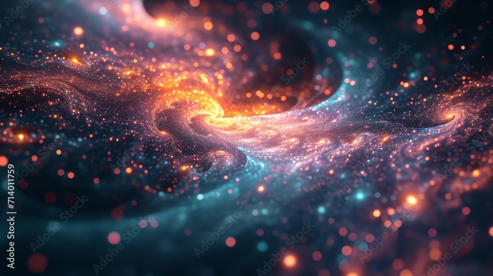 Micro-cosmos, galaxy, nebula on dark background