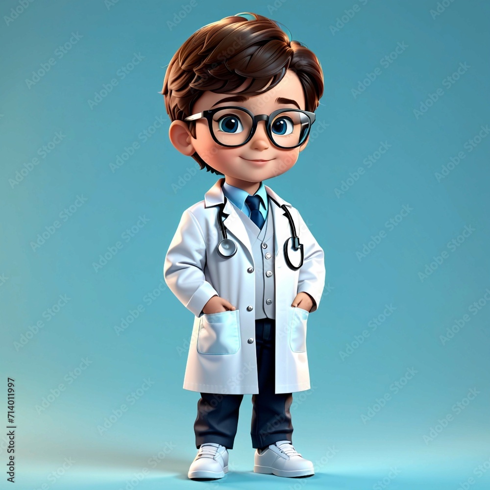 3d illustration of a little boy, National doctors day, Generated AI 3d illustration of a little boy, National doctors day, Generated AI