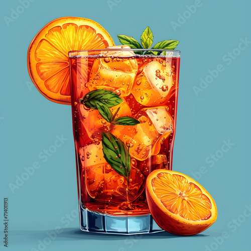 Aperol spritz isolated on white background, pop-art, png
 photo
