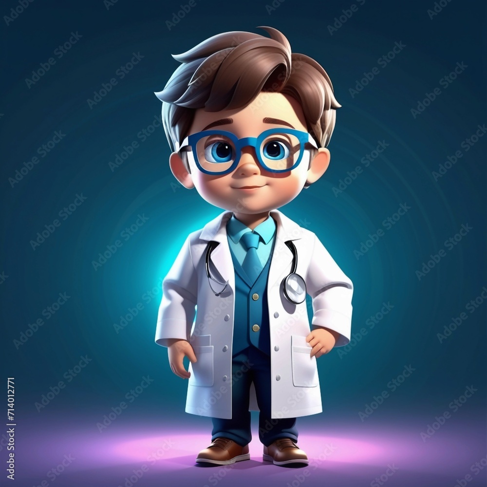 3d illustration of a little boy, National doctors day, Generated AI 3d illustration of a little boy, National doctors day, Generated AI