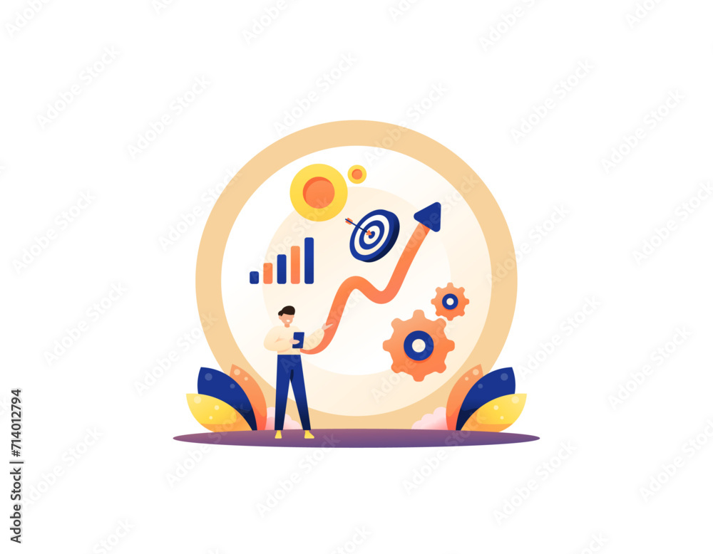 Business Development concept. supervise the growth of company projects, analyze market opportunities, make sales target projections. business manager. concept illustration design. graphic elements Business Development concept. supervise the growth of company projects, analyze market opportunities, make sales target projections. business manager. concept illustration design. graphic elements