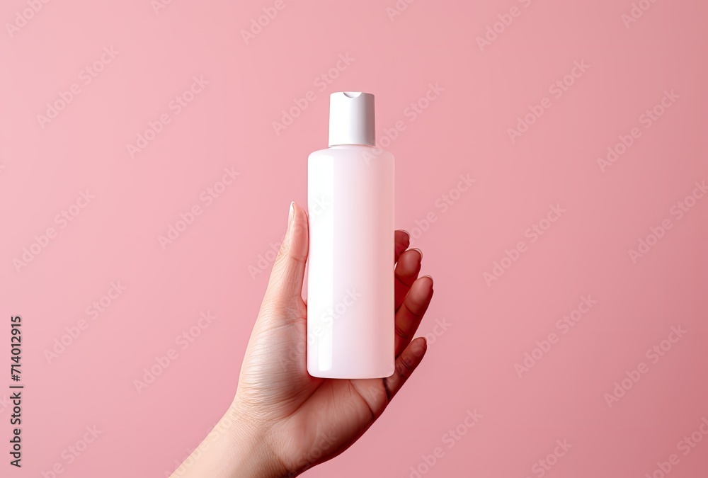 A mockup of a body lotion pump bottle with a buttery texture design. - obrazy, fototapety, plakaty 