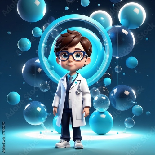 3d illustration of a little boy  National doctors day  Generated AI