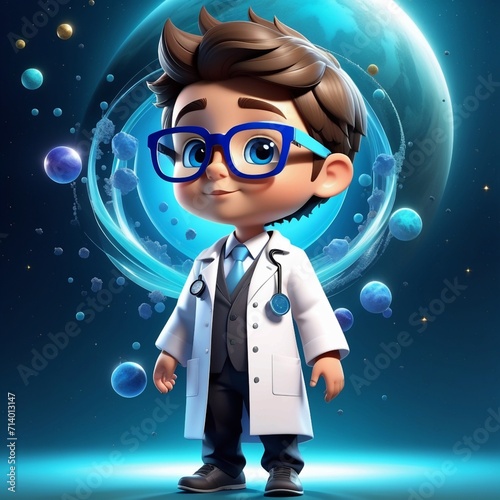 3d illustration of a little boy, National doctors day, Generated AI