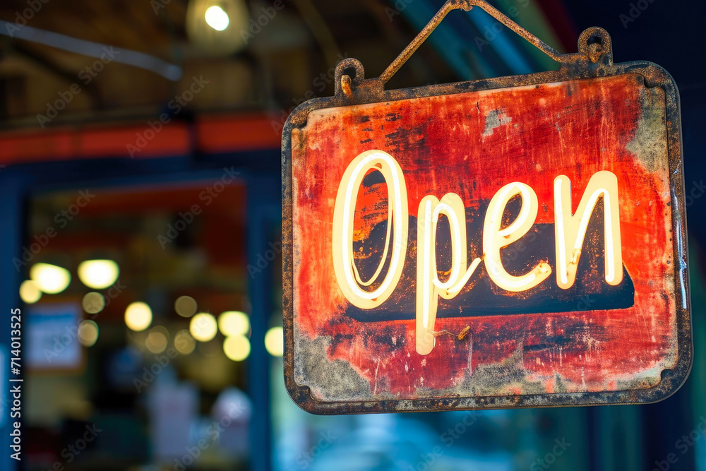Vibrant 'Open' Sign Gracing Your Business