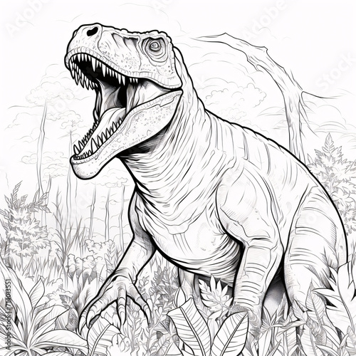 A thrilling coloring page featuring the mighty Giganotosaurus dinosaur, providing an exciting and creative activity for dinosaur enthusiasts and young artists alike.