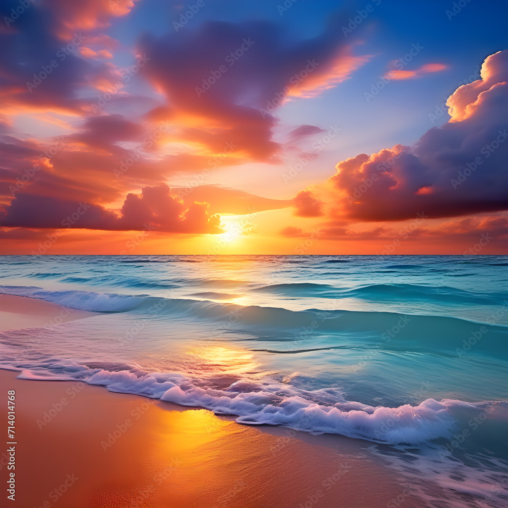 Ocean Sunset Serenity: A Tranquil Sea Background Wallpaper for Relaxation and Reflection