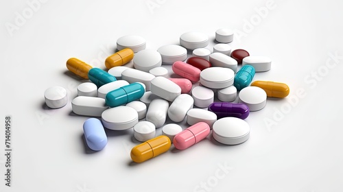 Packing tablets and capsules on a white background