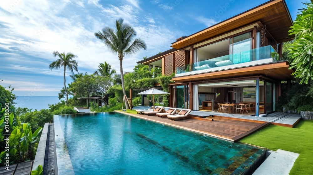 Fototapeta premium Luxury villa with private garden in tropical resort