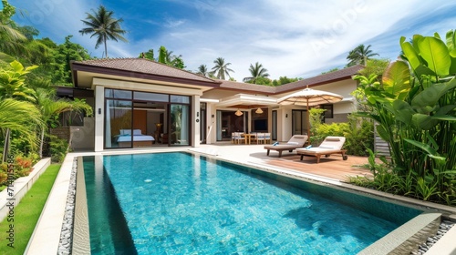 Luxury villa with private garden in tropical resort © Media Srock