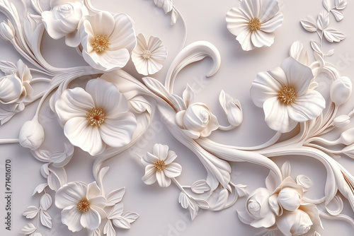 Flowers background  many white beautiful flowers background  illustration.