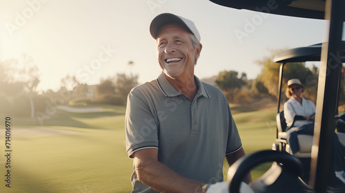 Golfing Leisure: Older Man Friendly Golf Game with Fresh Air and Sportsmanship